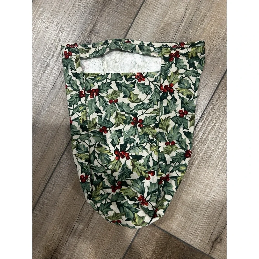 Longaberger LARGE GATEHOUSE hanging Basket Liner American Holly fabric Christmas